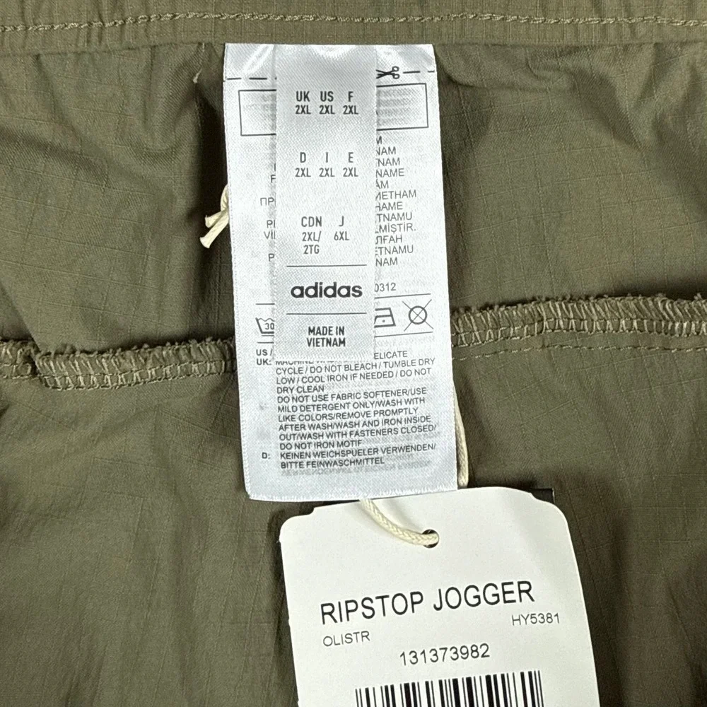 NEW Adidas Mens 2XL Olive Green Ripstop Jogger Pants HY5381